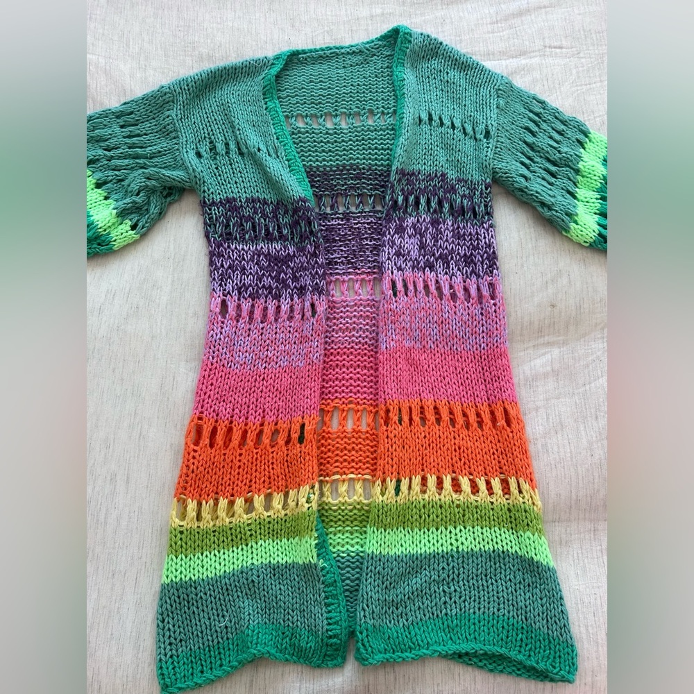 Rainbow HandKnit Open Duster/Cardigan
